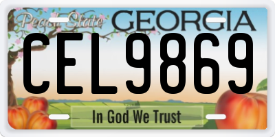GA license plate CEL9869