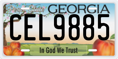 GA license plate CEL9885