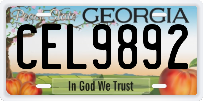 GA license plate CEL9892