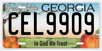 GA license plate CEL9909