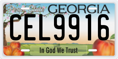 GA license plate CEL9916
