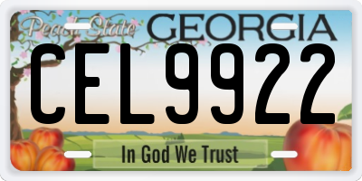 GA license plate CEL9922