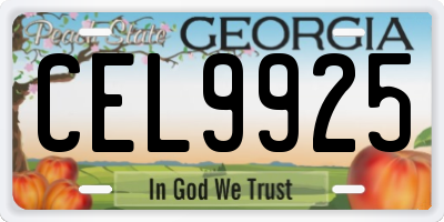 GA license plate CEL9925