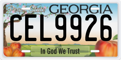 GA license plate CEL9926