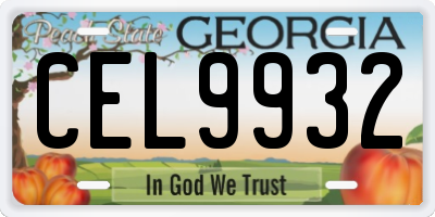GA license plate CEL9932