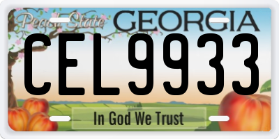 GA license plate CEL9933