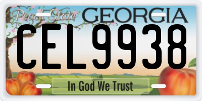 GA license plate CEL9938