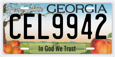 GA license plate CEL9942