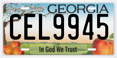 GA license plate CEL9945