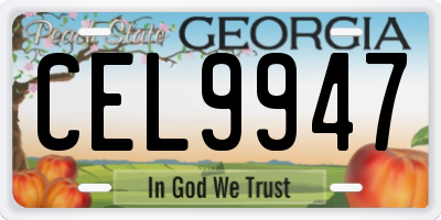 GA license plate CEL9947
