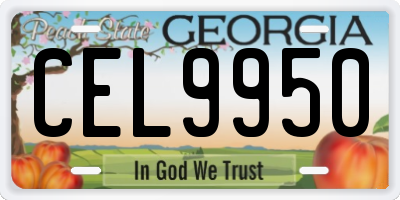 GA license plate CEL9950