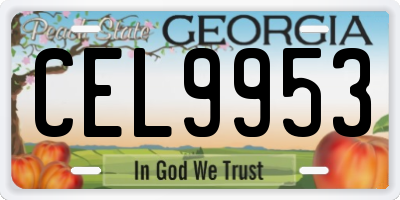 GA license plate CEL9953