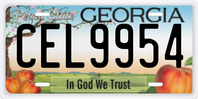 GA license plate CEL9954