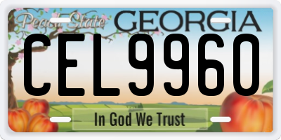 GA license plate CEL9960