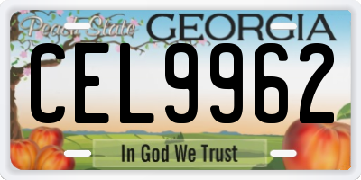 GA license plate CEL9962