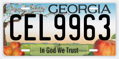 GA license plate CEL9963