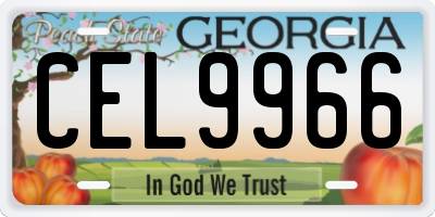 GA license plate CEL9966