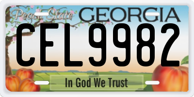 GA license plate CEL9982