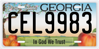 GA license plate CEL9983