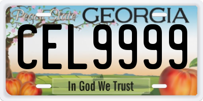 GA license plate CEL9999