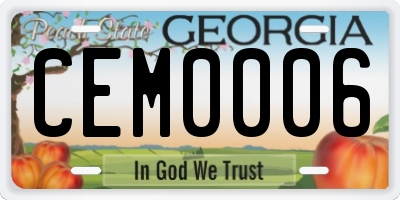 GA license plate CEM0006