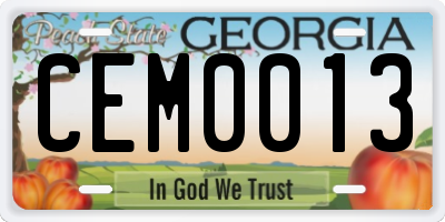 GA license plate CEM0013