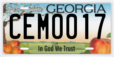 GA license plate CEM0017