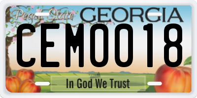 GA license plate CEM0018