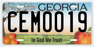 GA license plate CEM0019