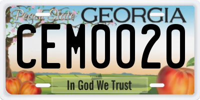 GA license plate CEM0020