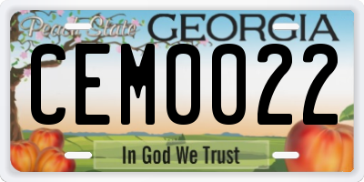 GA license plate CEM0022