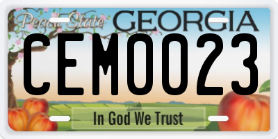 GA license plate CEM0023