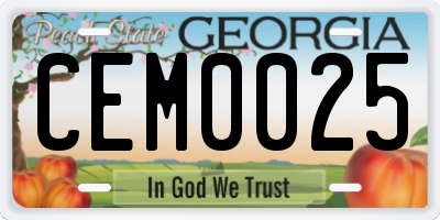 GA license plate CEM0025