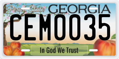 GA license plate CEM0035