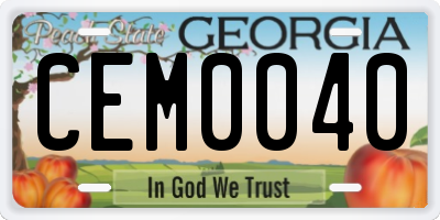 GA license plate CEM0040