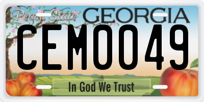 GA license plate CEM0049