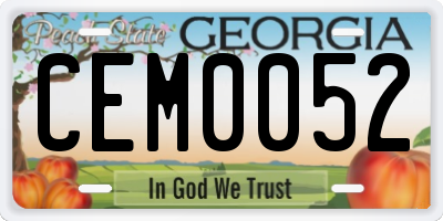 GA license plate CEM0052