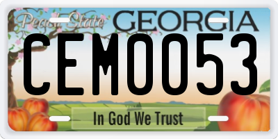 GA license plate CEM0053