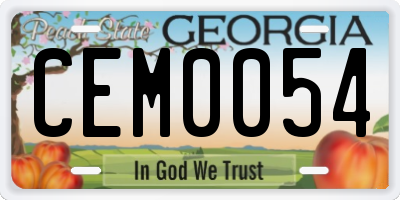 GA license plate CEM0054