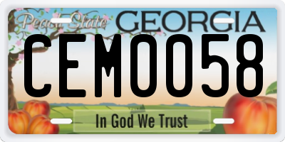 GA license plate CEM0058
