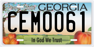 GA license plate CEM0061