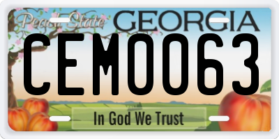 GA license plate CEM0063