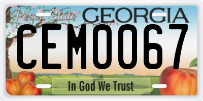GA license plate CEM0067