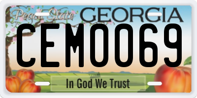 GA license plate CEM0069