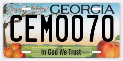 GA license plate CEM0070