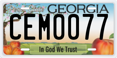 GA license plate CEM0077