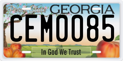 GA license plate CEM0085