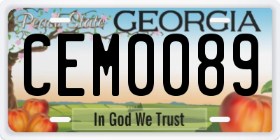 GA license plate CEM0089