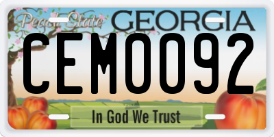 GA license plate CEM0092