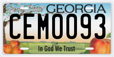 GA license plate CEM0093